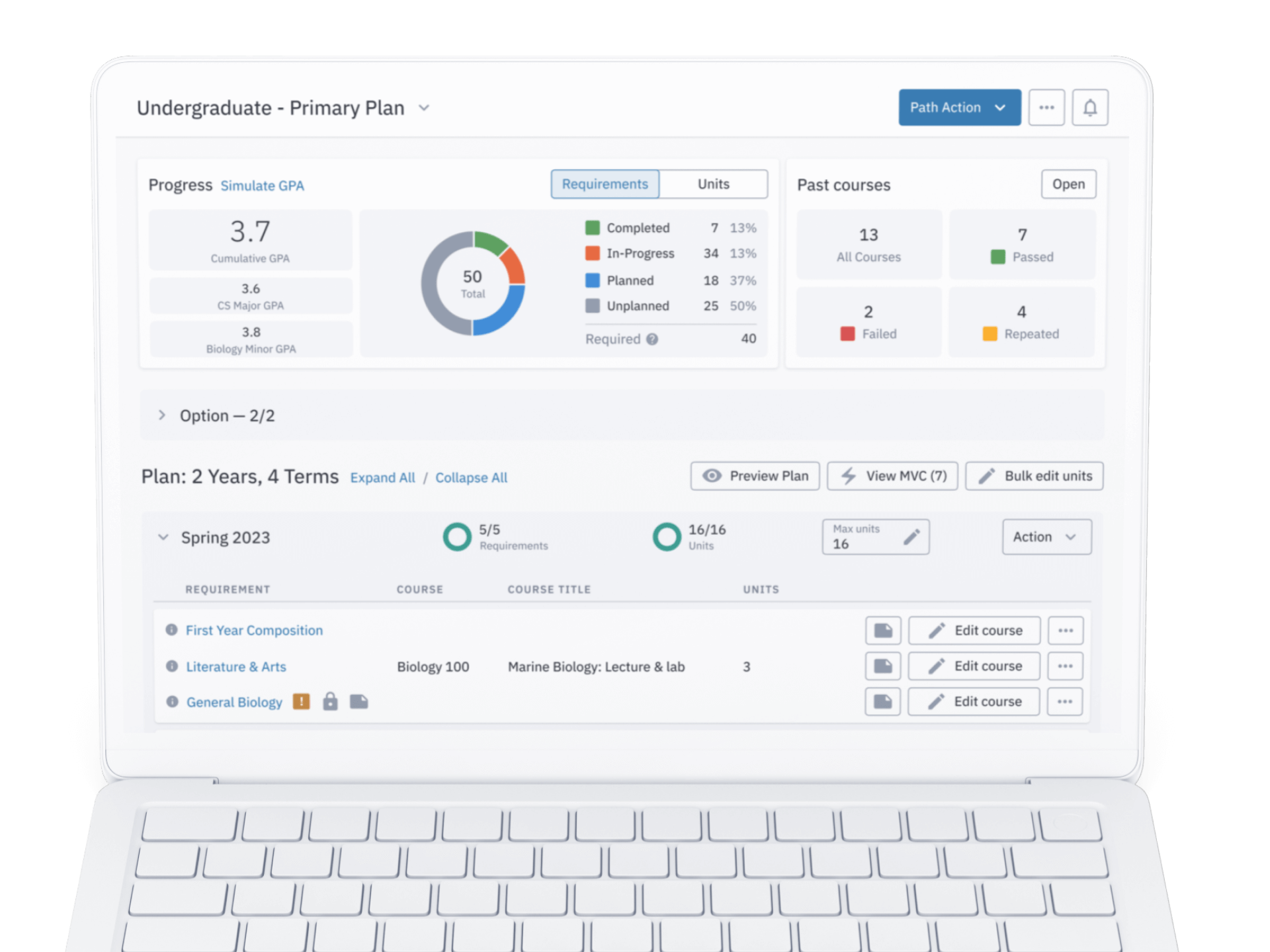 Degree Planner mockup