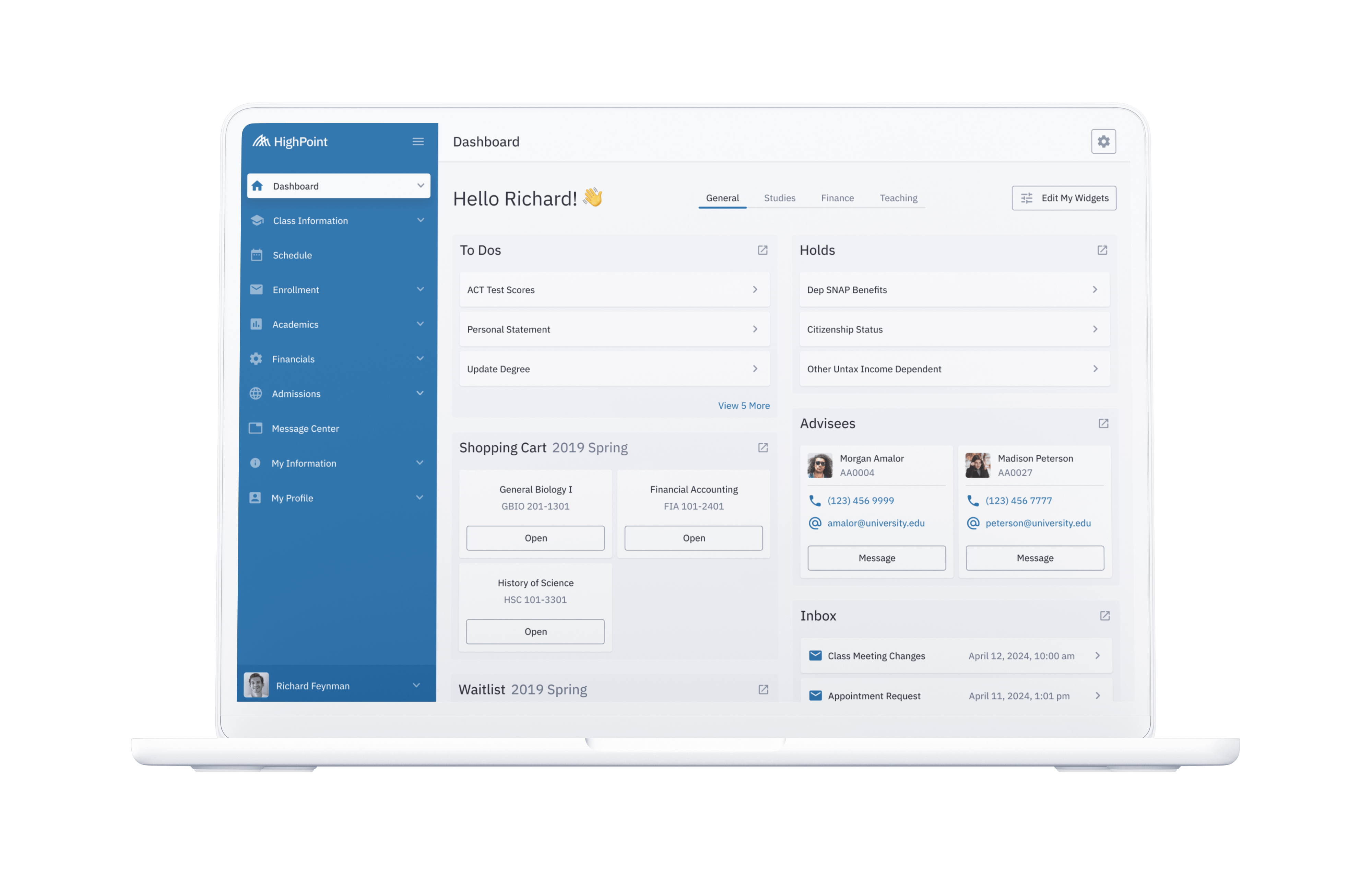 Campus Experience Dashboard mockup