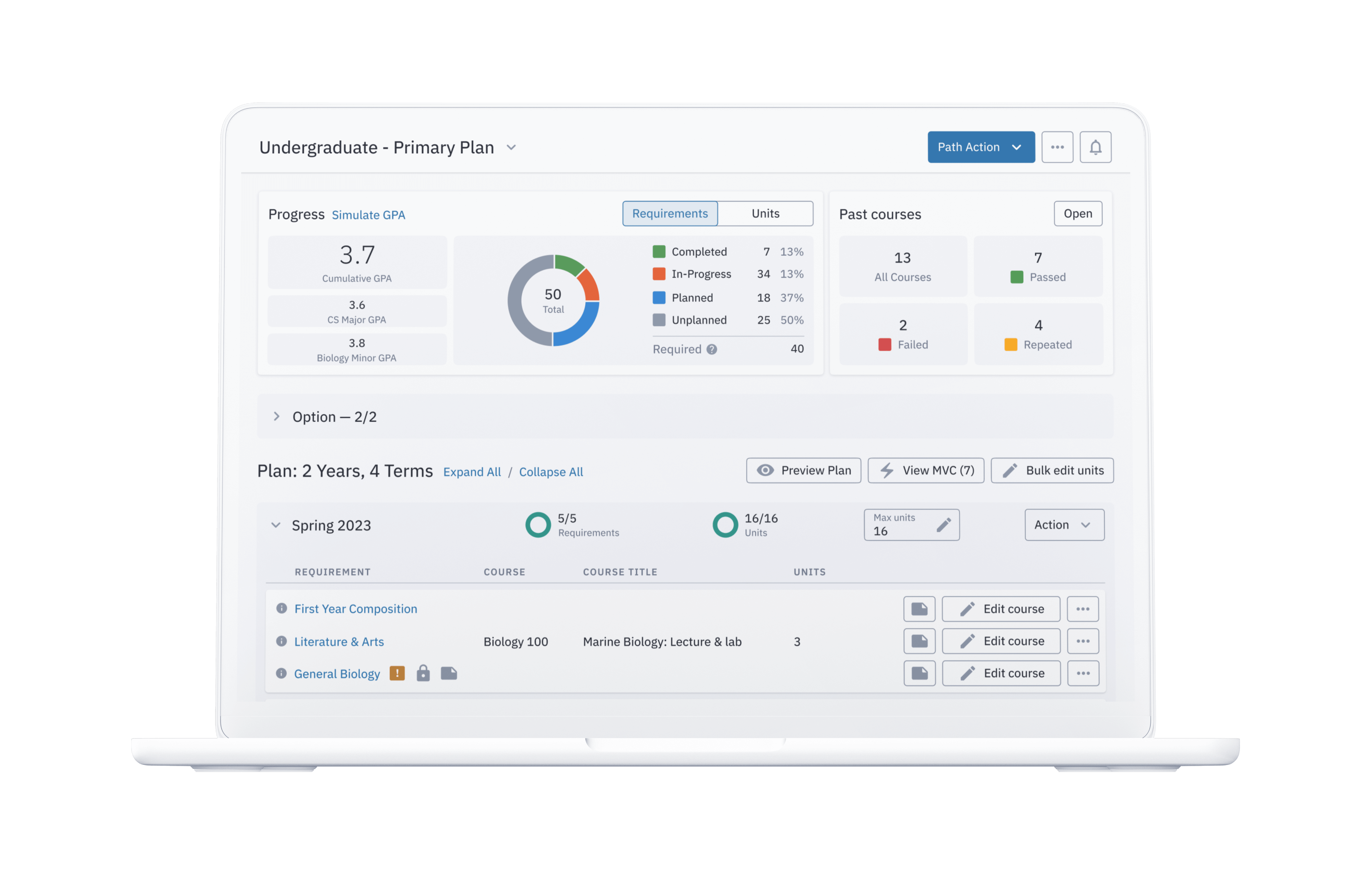 Degree Planner mockup